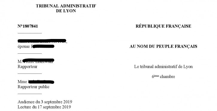 Tribunal administratif de Lyon 17 septembre 2019 n° 1807841 