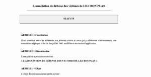 CRÉATION DE "L’ASSOCIATION DES VICTIMES DE LILI BON PLAN"